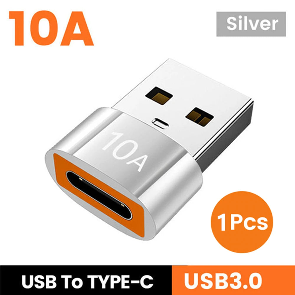 6Pcs 10A OTG USB 3.0 to Type C Adapter USB Female to Type C Male Fast Charging Converter USB to Type C OTG for Xiaomi Laptop PC