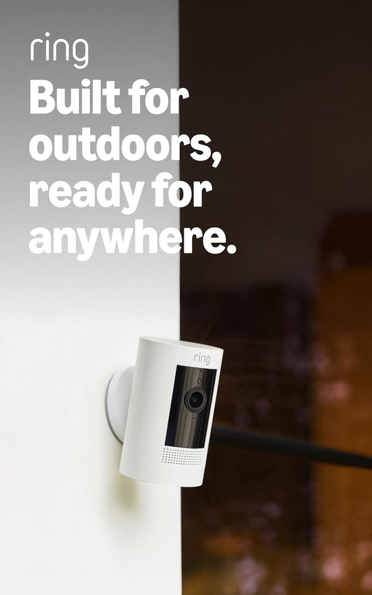 Outdoor Cam (Stick up Cam), Weather-Resistant Home or Business HD Security Camera, Live View, Color Night Vision, Two-Way Talk, Motion Alerts, Works with Alexa, White