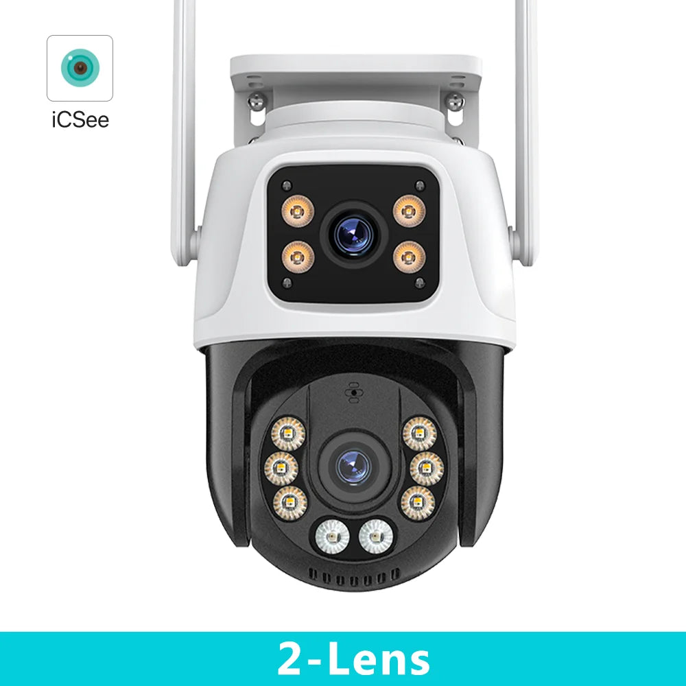 Three Lens PTZ IP Camera Outdoor HD Three Screen Wifi Security Camera Auto Tracking Dual Len Wirelss CCTV Camera Icsee