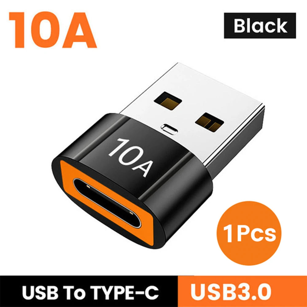 6Pcs 10A OTG USB 3.0 to Type C Adapter USB Female to Type C Male Fast Charging Converter USB to Type C OTG for Xiaomi Laptop PC