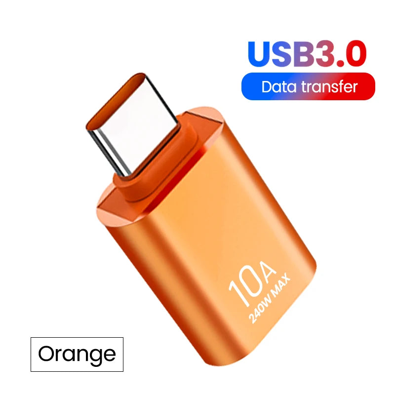 6Pcs 10A OTG USB 3.0 to Type C Adapter USB Female to Type C Male Fast Charging Converter USB to Type C OTG for Xiaomi Laptop PC