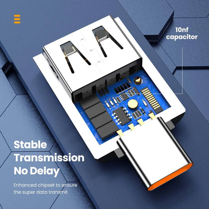 6Pcs 10A OTG USB 3.0 to Type C Adapter USB Female to Type C Male Fast Charging Converter USB to Type C OTG for Xiaomi Laptop PC