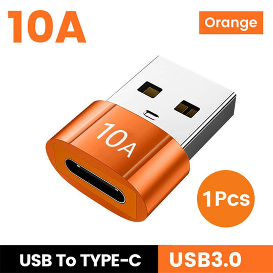 6Pcs 10A OTG USB 3.0 to Type C Adapter USB Female to Type C Male Fast Charging Converter USB to Type C OTG for Xiaomi Laptop PC