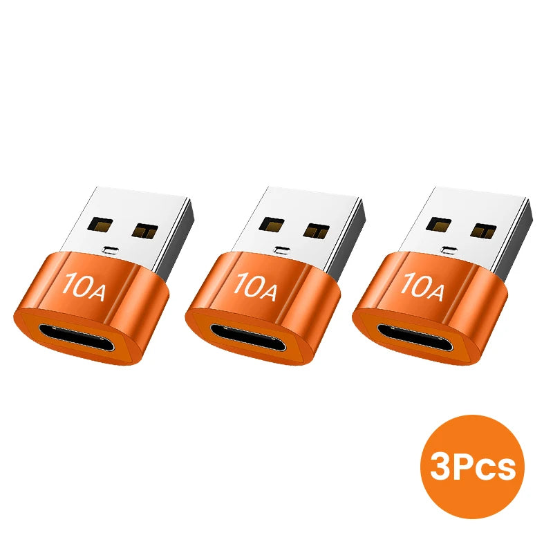 6Pcs 10A OTG USB 3.0 to Type C Adapter USB Female to Type C Male Fast Charging Converter USB to Type C OTG for Xiaomi Laptop PC