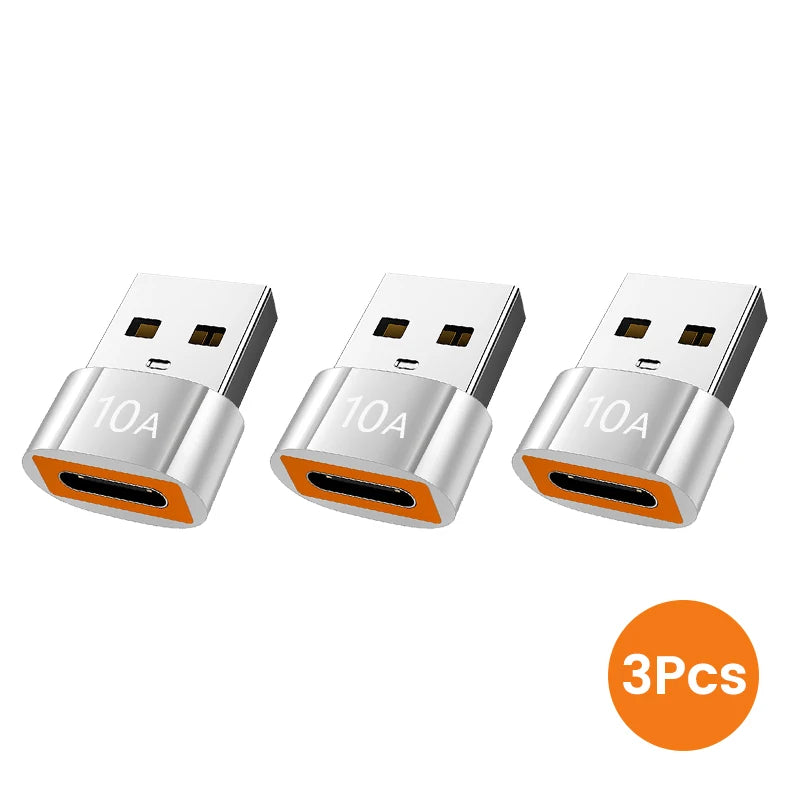 6Pcs 10A OTG USB 3.0 to Type C Adapter USB Female to Type C Male Fast Charging Converter USB to Type C OTG for Xiaomi Laptop PC