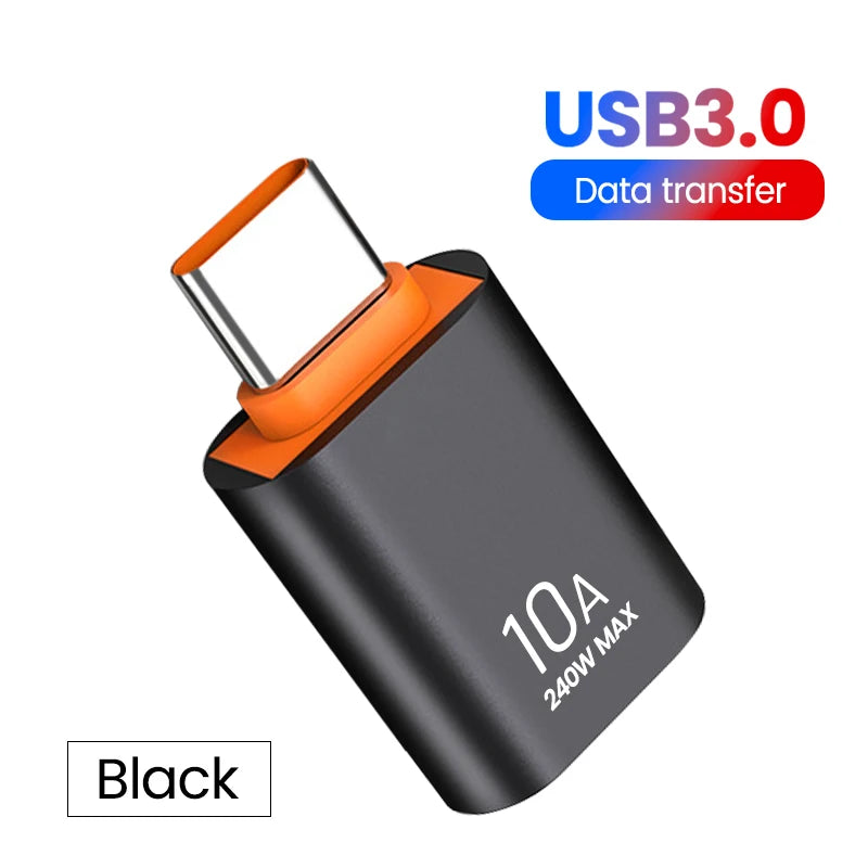 6Pcs 10A OTG USB 3.0 to Type C Adapter USB Female to Type C Male Fast Charging Converter USB to Type C OTG for Xiaomi Laptop PC