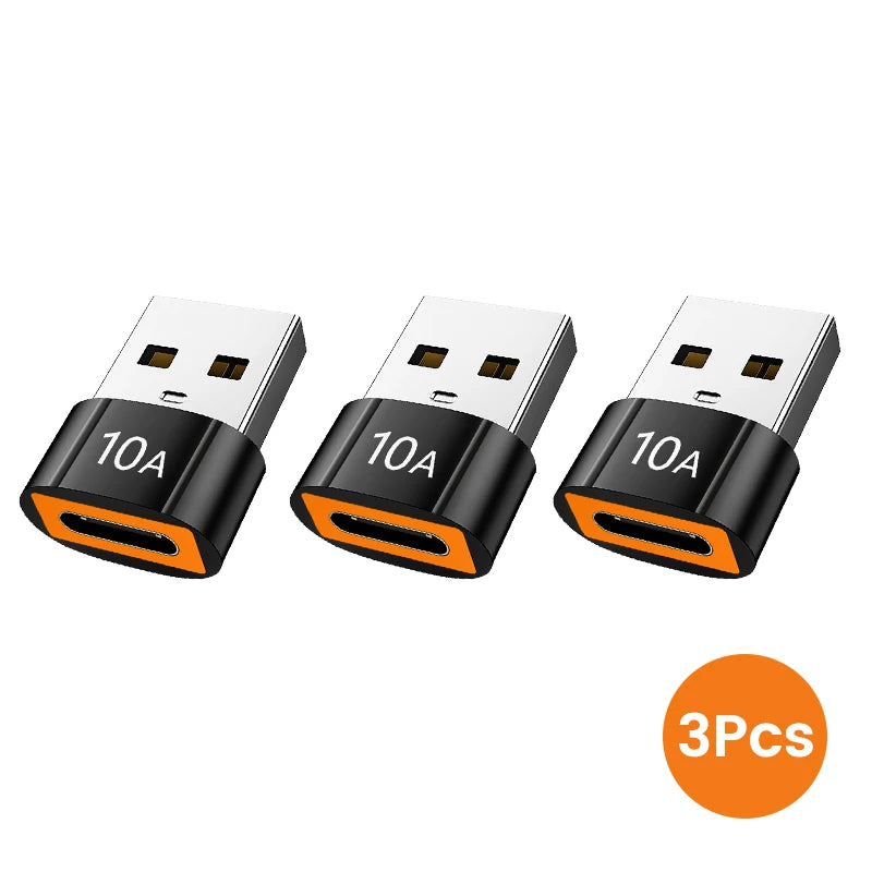6Pcs 10A OTG USB 3.0 to Type C Adapter USB Female to Type C Male Fast Charging Converter USB to Type C OTG for Xiaomi Laptop PC