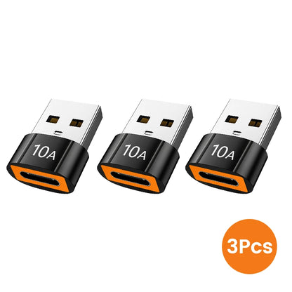 6Pcs 10A OTG USB 3.0 to Type C Adapter USB Female to Type C Male Fast Charging Converter USB to Type C OTG for Xiaomi Laptop PC
